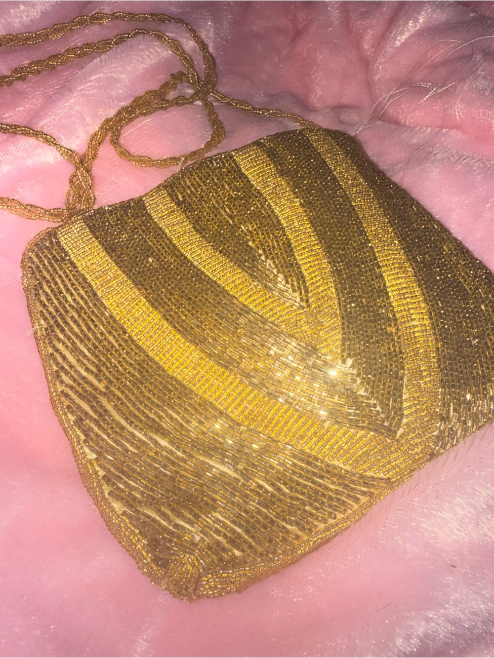 Gold Beaded Evening Crossbody Bag